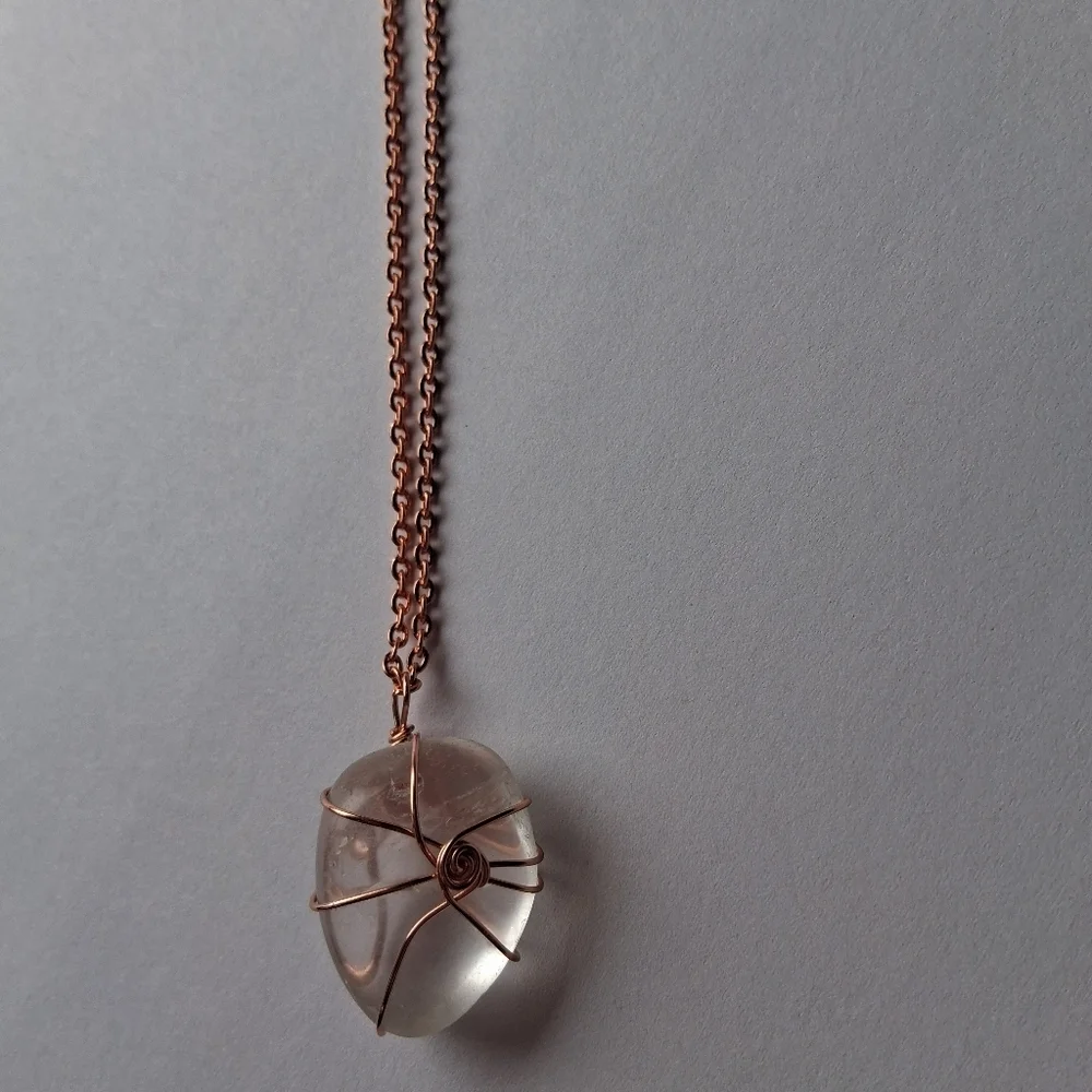 Rose Gold Wire Wrapped Pendant Necklace